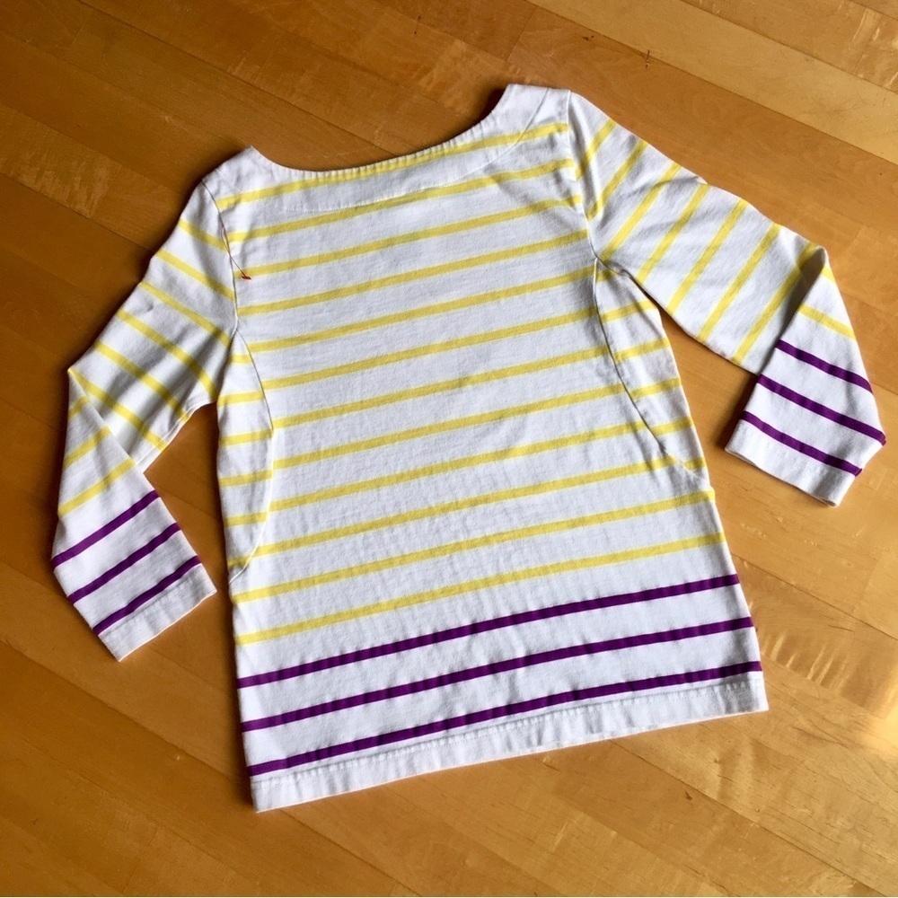 Marc by Marc Jacobs Striped, Three Quarter Sleeve Tee, Yellow, Purple, Size S - Picture 13 of 14